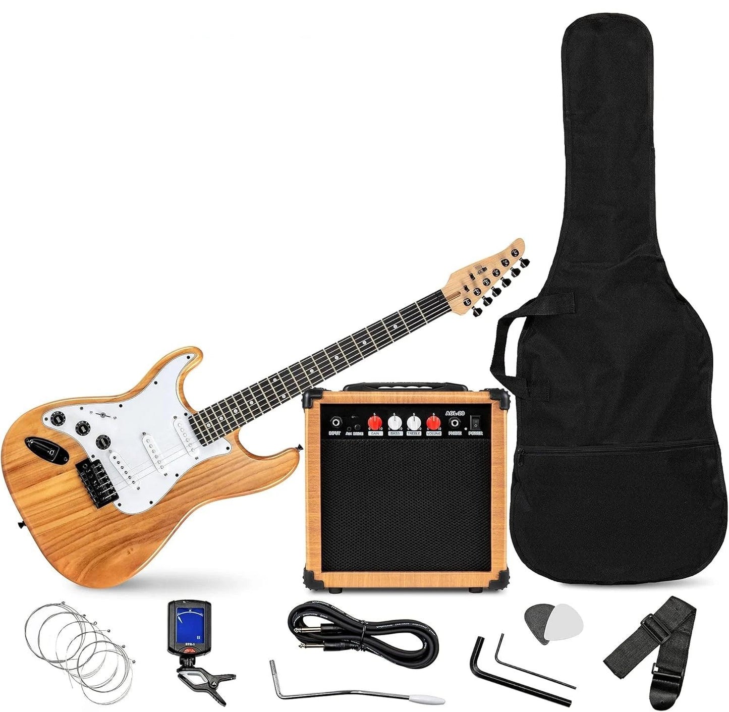 39 inch Electric Guitar Kit for Dummies Bundle with 20w Amplifier, Digital Clip On Tuner, Six Strings, Two Picks, Tremolo Bar,Shoulder Strap - Premium Electric Guitar from Lizard Vigilante - Just $234.56! Shop now at Lizard Vigilante