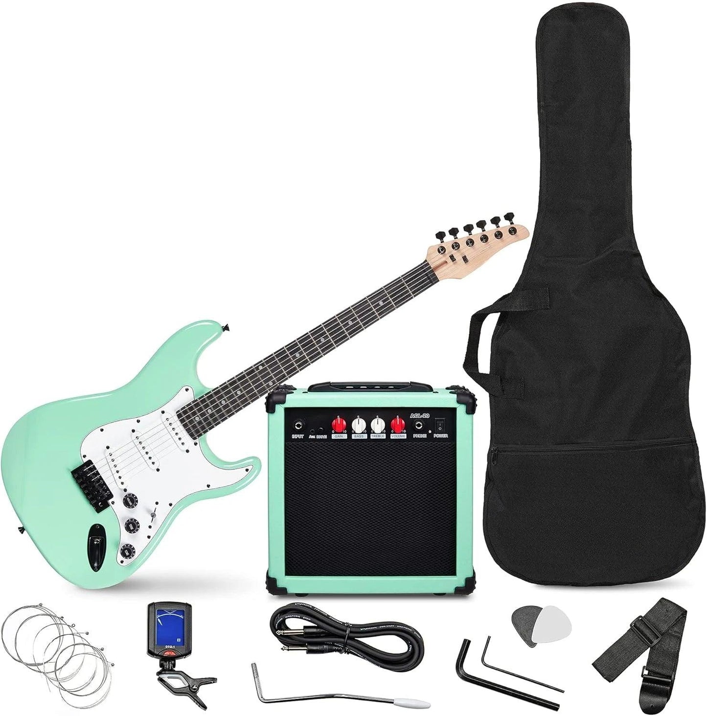 39 inch Electric Guitar Kit for Dummies Bundle with 20w Amplifier, Digital Clip On Tuner, Six Strings, Two Picks, Tremolo Bar,Shoulder Strap - Premium Electric Guitar from Lizard Vigilante - Just $234.56! Shop now at Lizard Vigilante