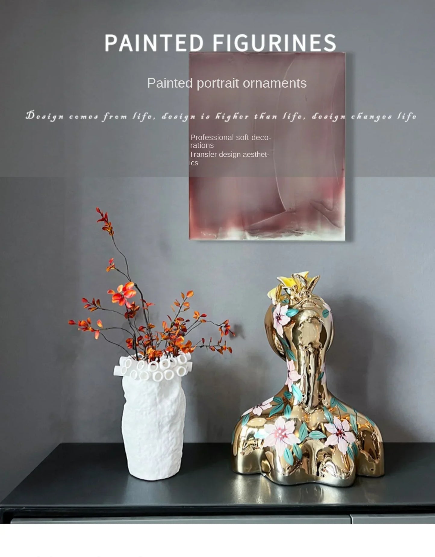 Decorati Statue Home Decor Creative Half Body Abstract Goddess Electroplated Painted Portrait Ornaments in Living Room Sculpture