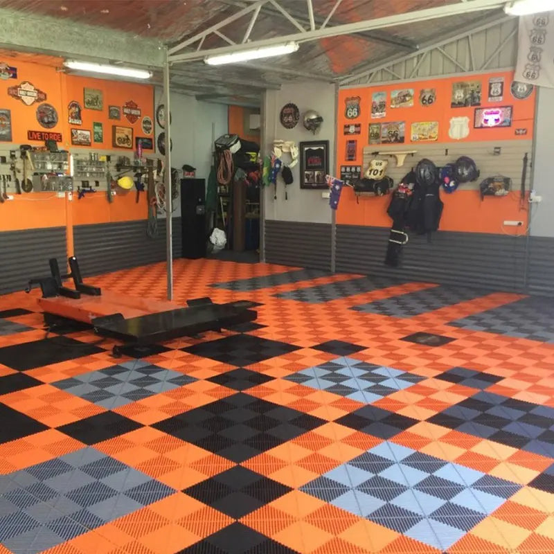 Vented Modular Interlocking PVC Garage Floor Tiles – Heavy Duty Plastic Garage Flooring for Car Detailing, Workshops, and Outdoor Use - Premium garage floor tiles from Lizard Vigilante - Just $1056.99! Shop now at Lizard Vigilante