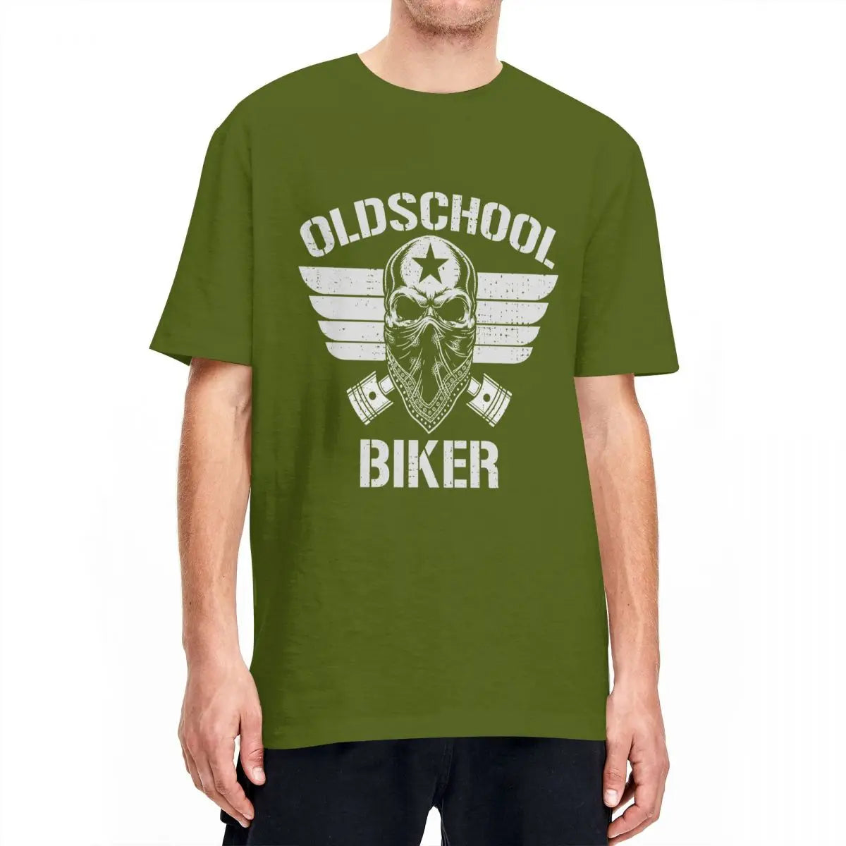 Skull Motorcycle T-Shirt - Men's Cotton Street Style Biker Tee, Short Sleeve, Plus Sizes up to 5XL - Premium T-shirt from Lizard Vigilante - Just $23.88! Shop now at Lizard Vigilante