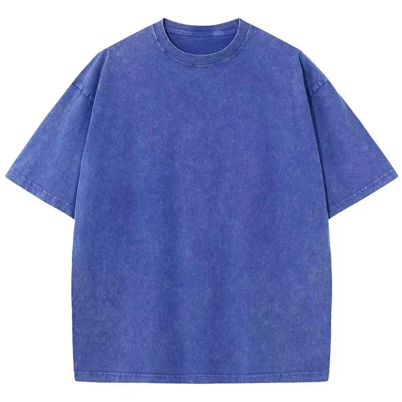 American Style Retro Heavyweight Solid Color Short Sleeved T-shirt Men Women Summer Street Trendy Washed Old Oversized Clothes - Premium  from Lizard Vigilante - Just $26.99! Shop now at Lizard Vigilante