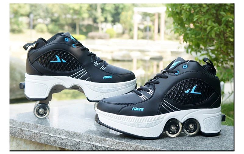 Kids Four-Wheel Roller Skate Shoes Casual Deformation Parkour Sneakers Skates Adult Stage personalized Sport Roller Skate Shoes - Premium  from Lizard Vigilante - Just $128.99! Shop now at Lizard Vigilante