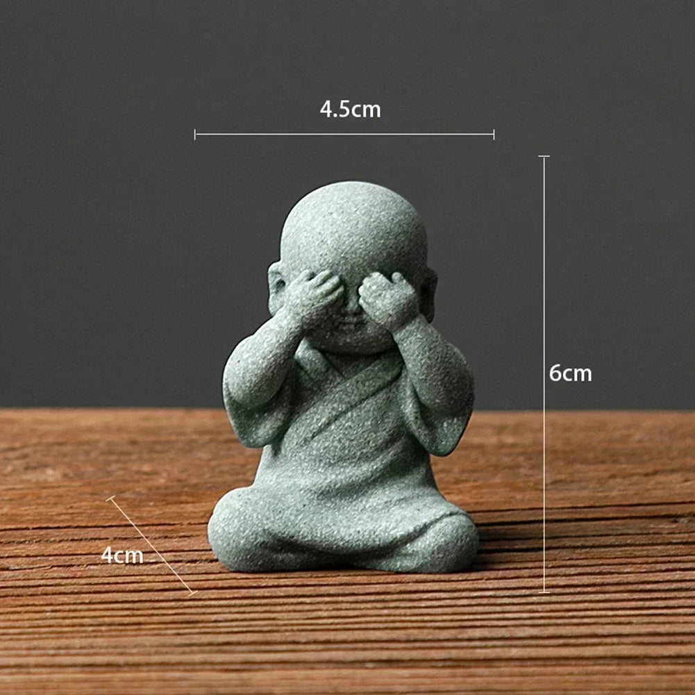 Buddha Stone Statue Little Buddhist Monks Tibetan Buddhism Figurines Zen Garden Ornament Meditation Home Aquarium Decoration