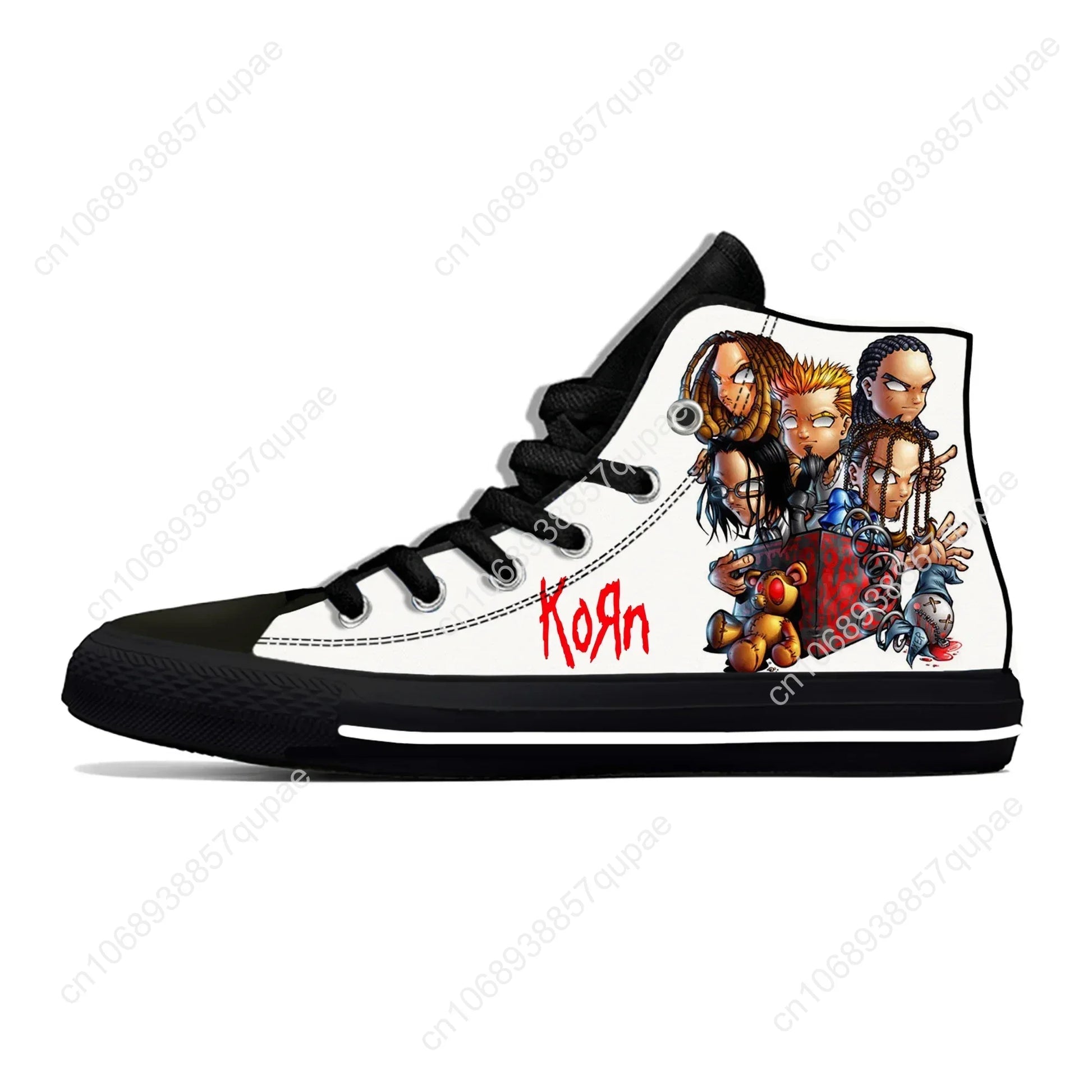 Korn Rock Band High-Top Sneakers – 3D Printed Lightweight Canvas Shoes - Premium shoe from Lizard Vigilante - Just $43.88! Shop now at Lizard Vigilante