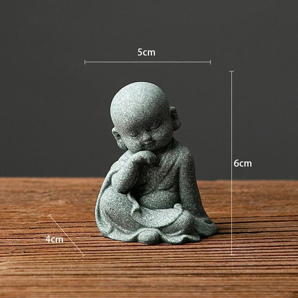 Buddha Stone Statue Little Buddhist Monks Tibetan Buddhism Figurines Zen Garden Ornament Meditation Home Aquarium Decoration