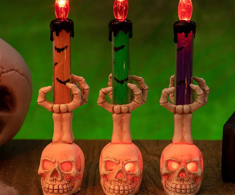 Halloween  Skull Lamp Creative Decor for Spooky Party Unique Skull Candle Lantern Halloween Decoration Spooky Lighting