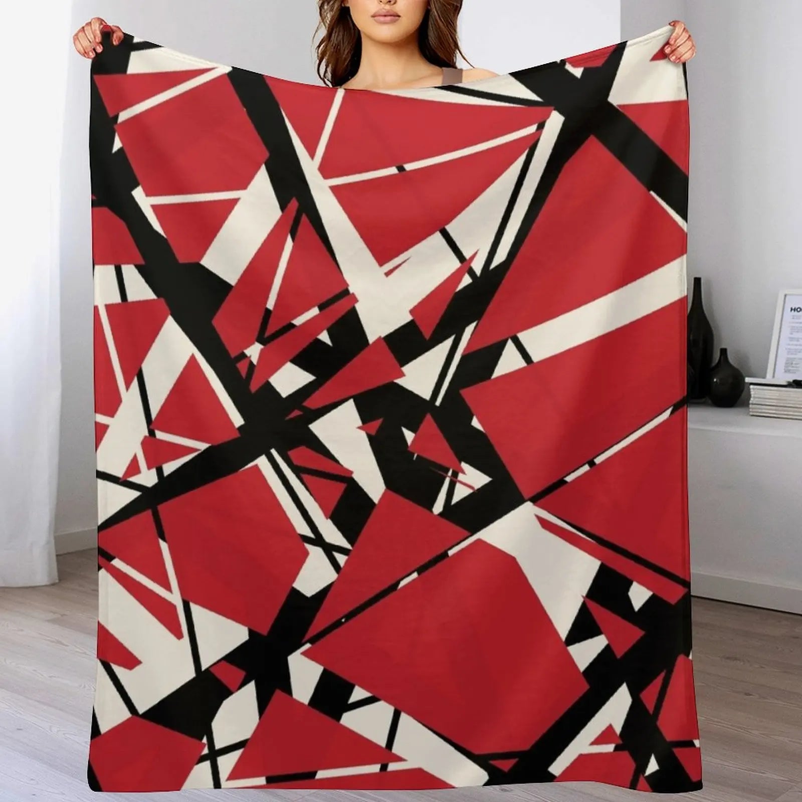 EVH Authentic Black & White Stripes Design (Red) Throw Blanket – Luxurious Plush Sofa Quilt for Year-Round Comfort - Premium blanket from Lizard Vigilante - Just $22.99! Shop now at Lizard Vigilante