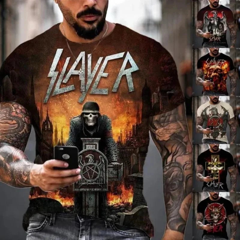 Slayer 3D Printed Men's Casual Hip Hop Crew Neck T-Shirt - Premium T-Shirt from Lizard Vigilante - Just $23.99! Shop now at Lizard Vigilante