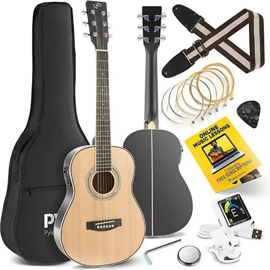 Pyle Acoustic Electric Guitar ½ Scale 34” Steel String Spruce Wood w/Gig Bag, 4-Band EQ Control, Clip On and Onboard Tuner, Picks - Premium acoustic guitar from Lizard Vigilante - Just $174.99! Shop now at Lizard Vigilante