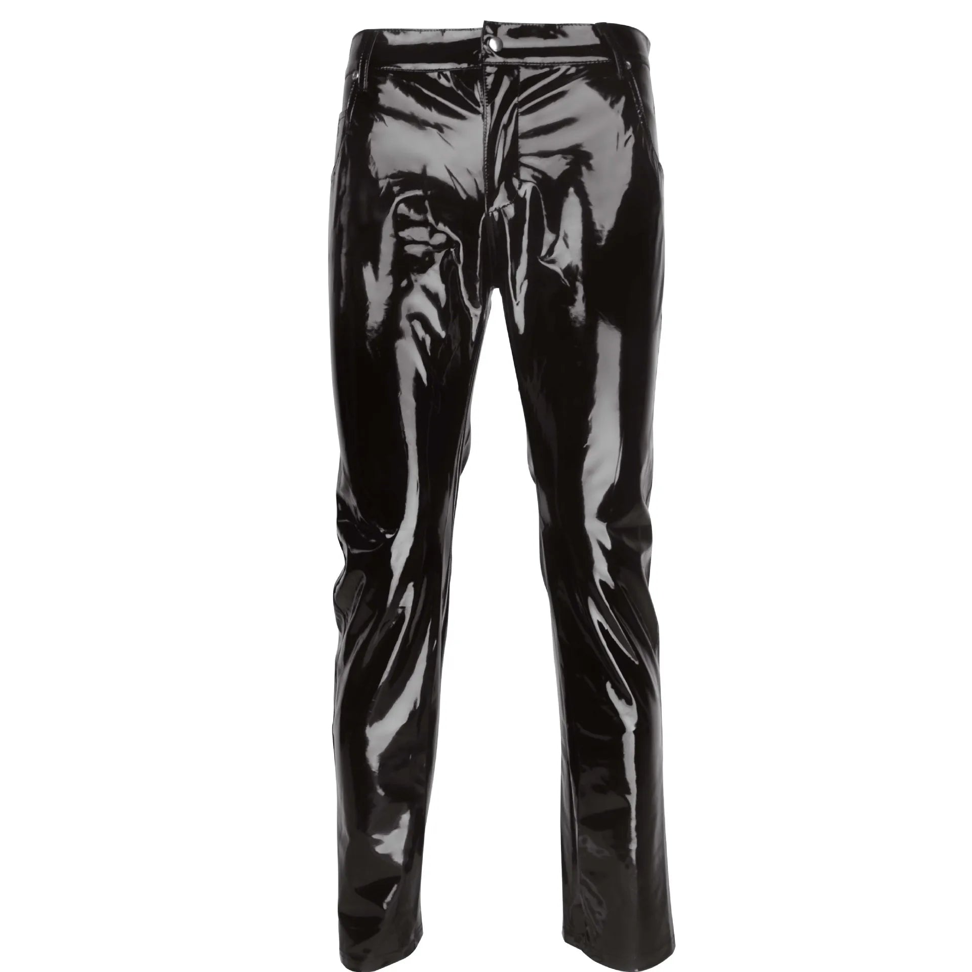 Men's Highlight Stick Patent Leather Trousers – Slim Fit Pencil Pants for Stage, Photography, and High-Impact Fashion - Premium pants from Lizard Vigilante - Just $27.99! Shop now at Lizard Vigilante