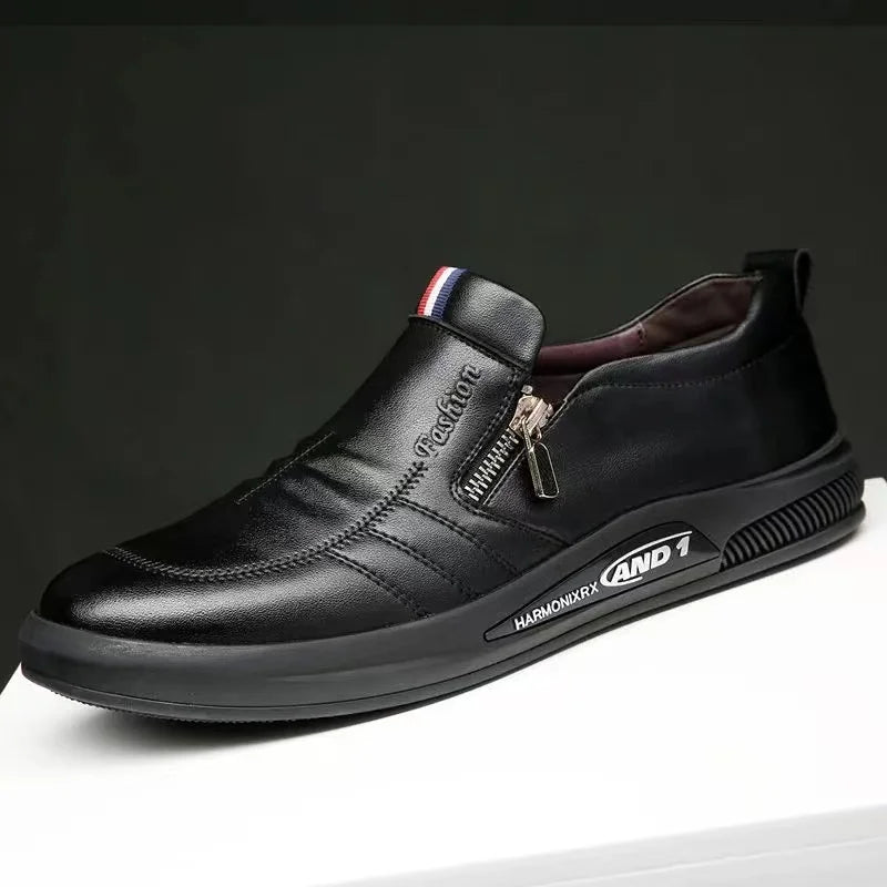 Leather shoes for men in spring new Korean casual leather shoes small white shoes fashionable and trendy breathable driving shoe - Premium  from Lizard Vigilante - Just $22.99! Shop now at Lizard Vigilante