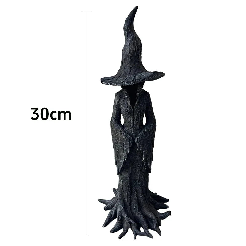 Halloween Witch Decoration Statue, Gothic Resin Sculpture Ornament, Retro Magician Decoration Craft, Dark Fantasy Decoration.