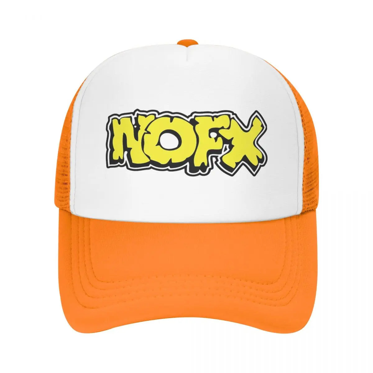 NOFX Punk Band Logo Foam Mesh Trucker Hat | Adjustable Summer Rock Music Baseball Cap | Breathable Mesh-Back Unisex Outdoor Sun Protection Hat - Premium Hat from Lizard Vigilante - Just $23.88! Shop now at Lizard Vigilante