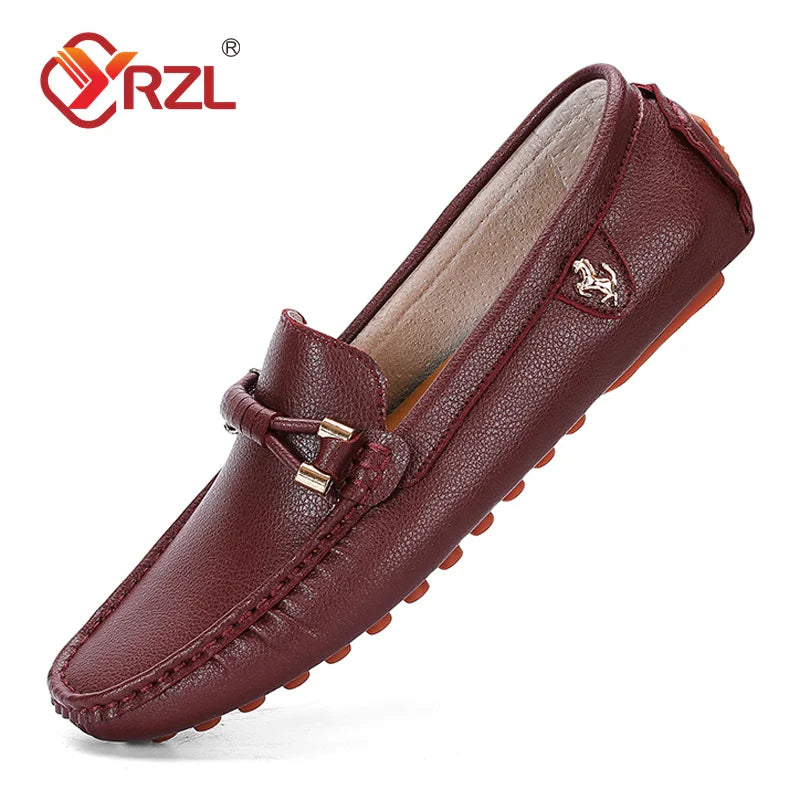 YRZL Men's Handmade Leather Loafers – Casual Slip-On Driving Flats, Luxury Moccasins for Men, Comfortable Shoes Plus Size 37-48 - Premium sandals from Lizard Vigilante - Just $40.99! Shop now at Lizard Vigilante