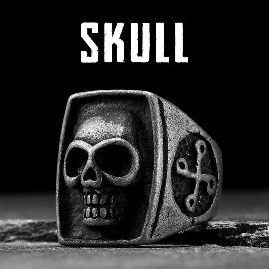 Phantom Skull Men's Stainless Steel Ring | Vintage Black Gothic Punk Rock Jewelry for Men & Women | Simple Fashion Accessories - Premium ring from Lizard Vigilante - Just $19.99! Shop now at Lizard Vigilante