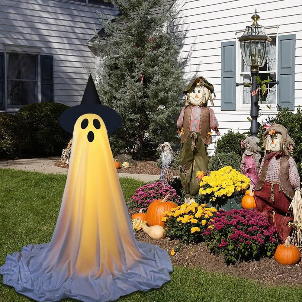 Lighted Spooky Ghost Decor Scary Standing Ghost with LED String Lights Home Porch Garden Yard Lawn Party Halloween Decorations