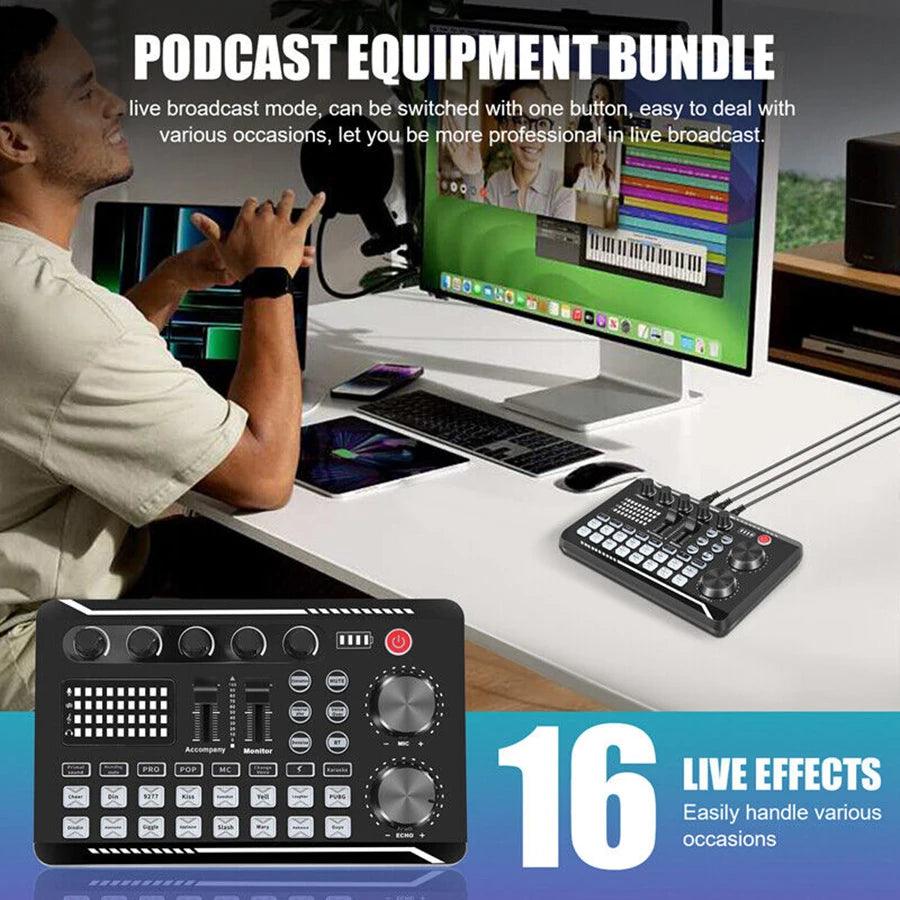 High-Quality Condenser Microphone with Live Sound Card Kit – Ultimate Podcast Equipment Bundle with Voice Changer & Mixer for PC & Smartphone - Premium microphone from Lizard Vigilante - Just $72.99! Shop now at Lizard Vigilante