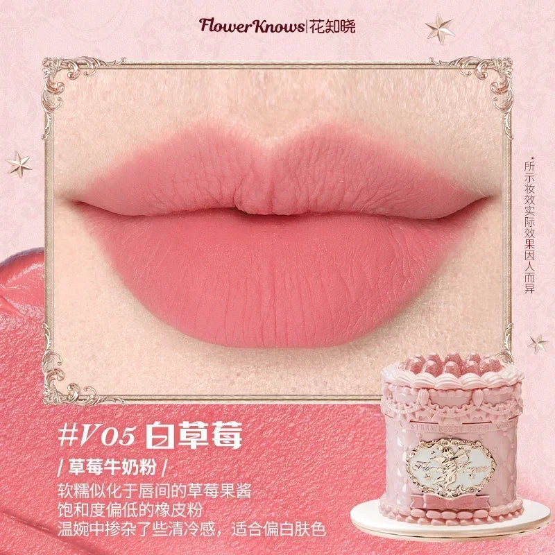 Flowerknows Strawberry Cupid Lipstick Cake Matte Velvet Lipgloss Lip Mud Makeup Korean Flower Know Lip Cream For Girls&Women