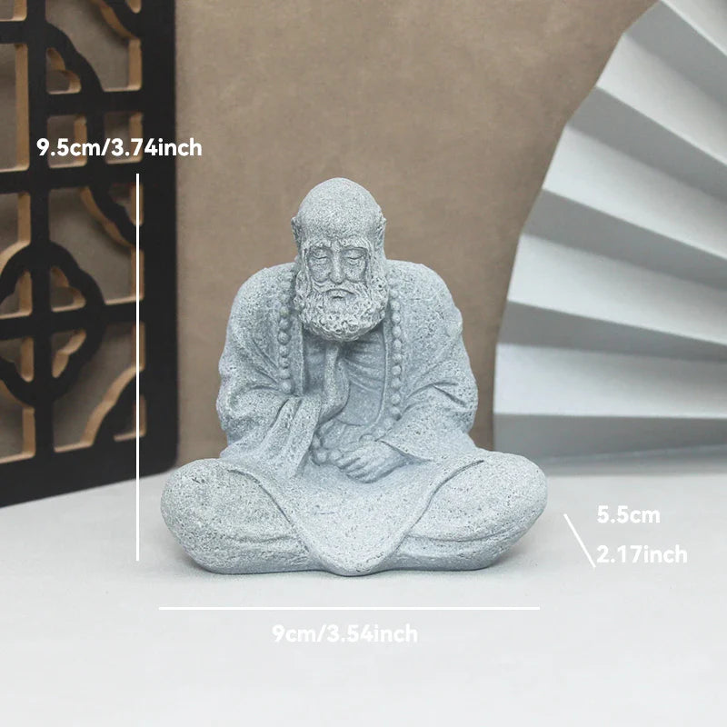 Buddha Stone Statue Little Buddhist Monks Tibetan Buddhism Figurines Zen Garden Ornament Meditation Home Aquarium Decoration