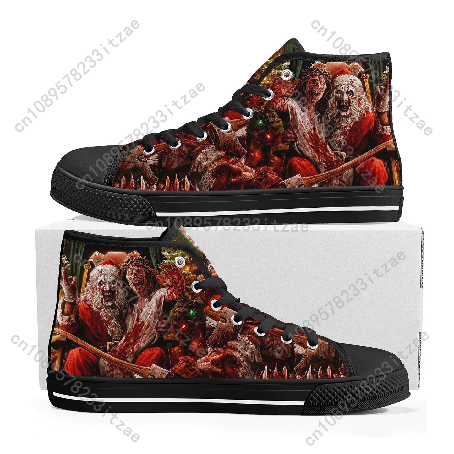 Terrifier Clown halloween shoes High Top Sneakers Mens Womens Teenager High Quality Canvas Sneaker Casual Shoe Customize Shoes - Premium  from Lizard Vigilante - Just $23.99! Shop now at Lizard Vigilante