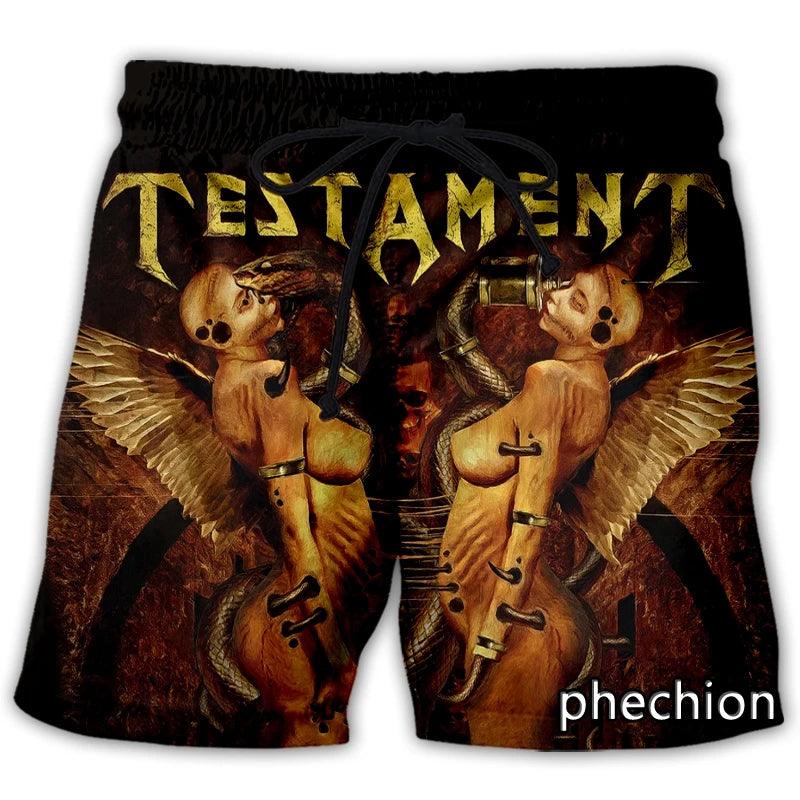 Unisex Testament ROCK 3D Print Casual Shorts Novelty Streetwear Men Loose Sporting Shorts - Lizard Vigilante