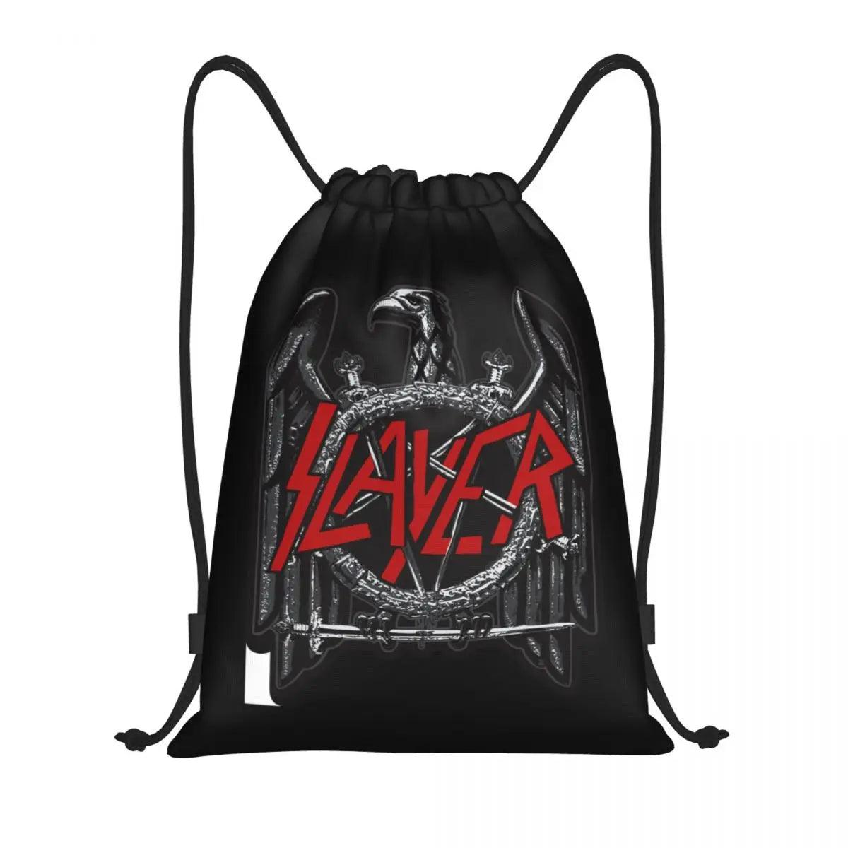 Heavy Metal Rock Slayers Logo Drawstring Bags Women Men Portable Sports Gym Sackpack Thrash Band Shopping Backpacks - Lizard Vigilante