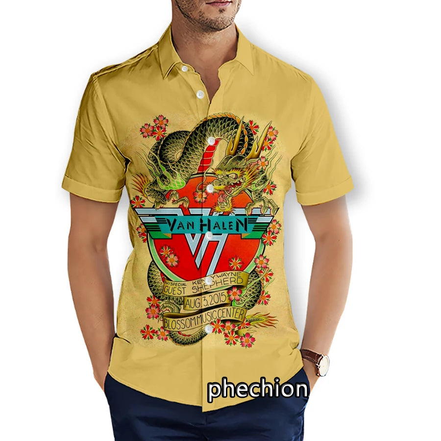 Van Halen 3D Printed Shirts Hawaiian Shirt Summer Mens Short Sleeve Beach Fashion Streetwear - Premium shirt from Lizard Vigilante - Just $38.99! Shop now at Lizard Vigilante