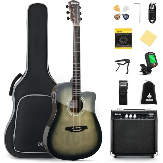 Full Size Acoustic Electric Guitar for Beginner with Amplifier Capo Strap Pick Tuner 41 Inch Electro Guitarra Kit Freight free - Lizard Vigilante