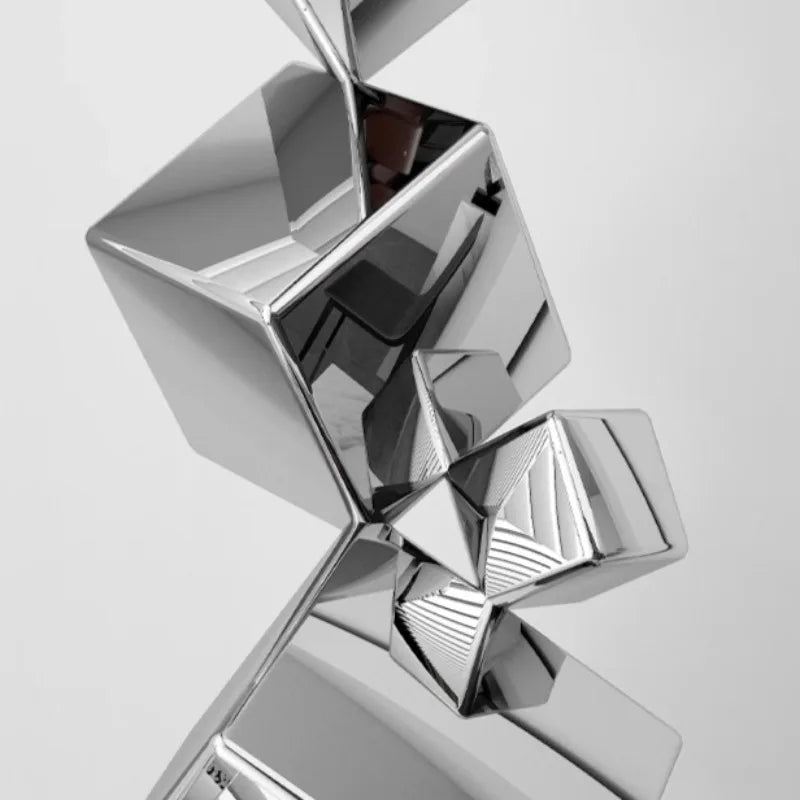Stainless Steel Geometric Modeling Statues Modern Simple Luxury Living Room Entrance Hall Lobby Creative Sculptures Home Decor