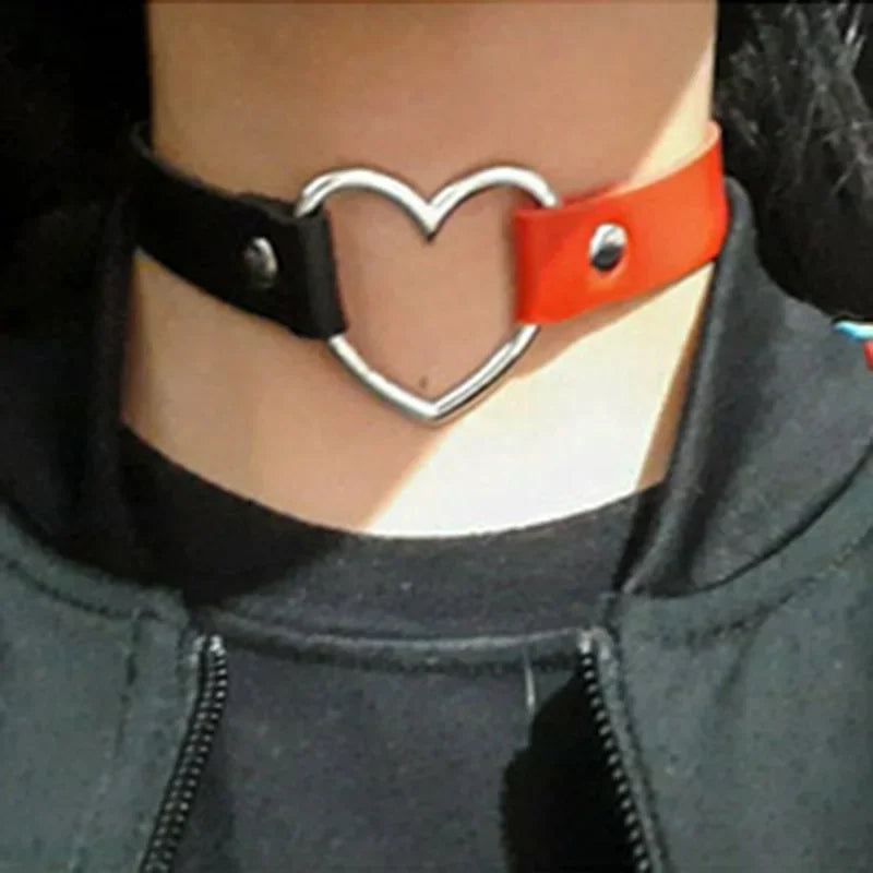 Vintage Gothic Heart Charm Choker Necklace – Steampunk Black Leather Punk Collar with Heart Lock Pendant for Women and Men - Premium necklace from Lizard Vigilante - Just $28.88! Shop now at Lizard Vigilante