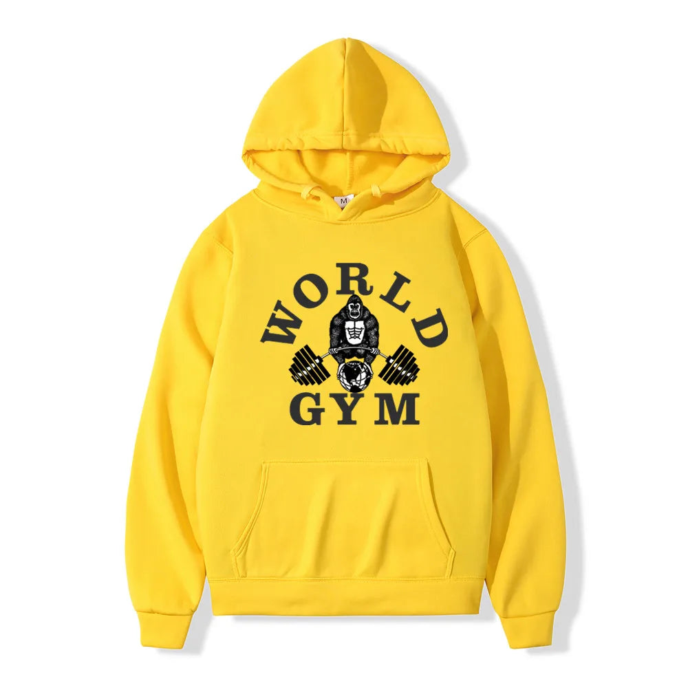 World Gym Harajuku Fleece Hoodie – Hip Hop Streetwear Pullover For Men And Women