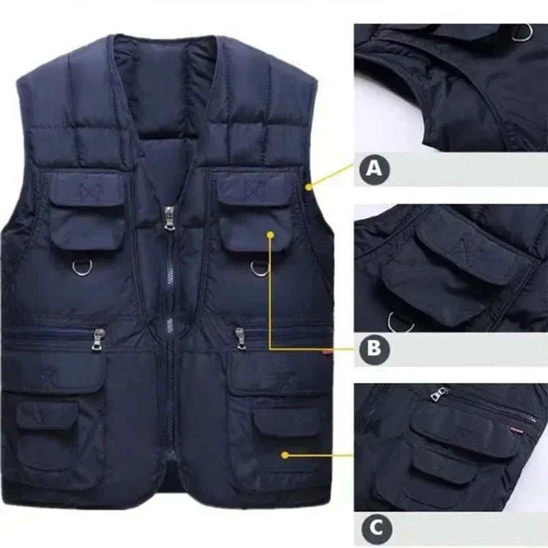 Classic Multi-Pocket Men's Padded Vest - Winter Warm Tactical Jacket - Premium vest from Lizard Vigilante - Just $23.88! Shop now at Lizard Vigilante