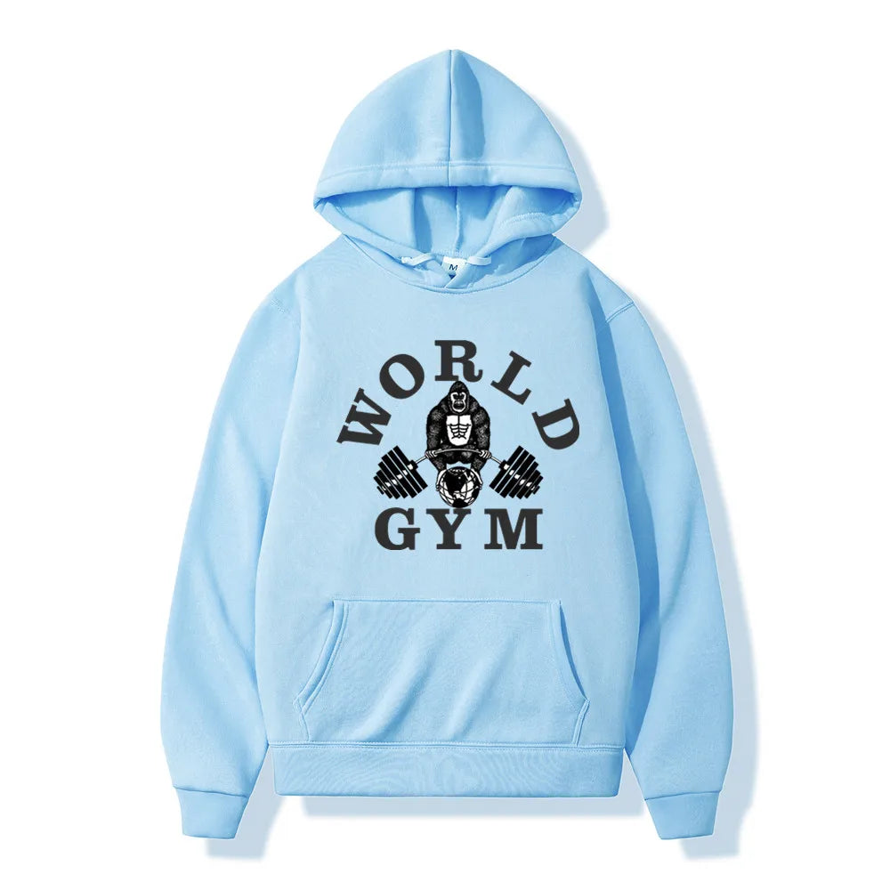World Gym Harajuku Fleece Hoodie – Hip Hop Streetwear Pullover For Men And Women