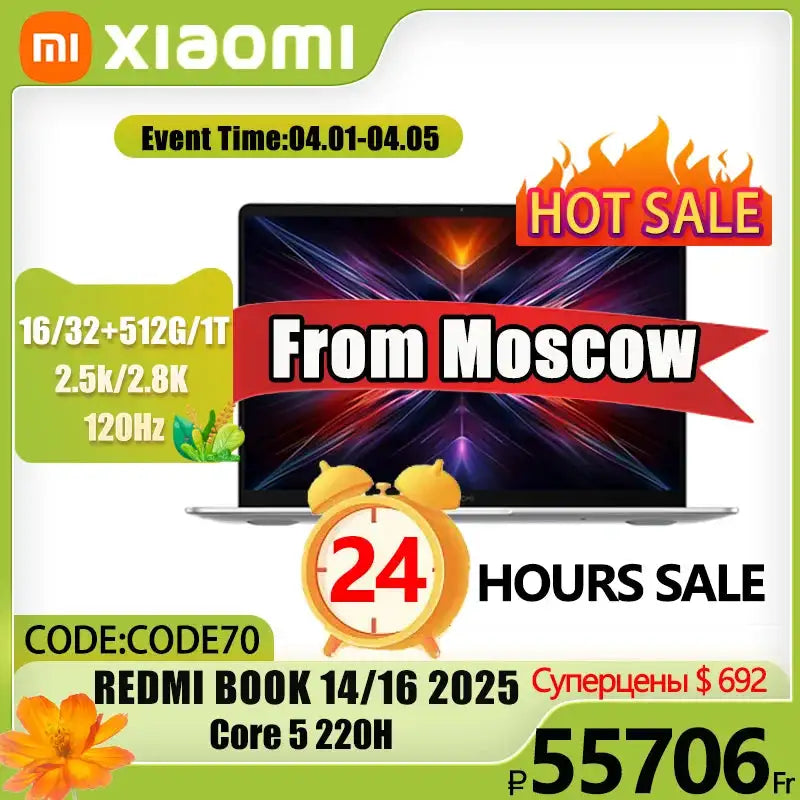 Xiaomi REDMI Book 16 2025 C5-220H 2.5K 120Hz Screen/ REDMI Book 14 2025 C5-220H 2.8K 120Hz Screen