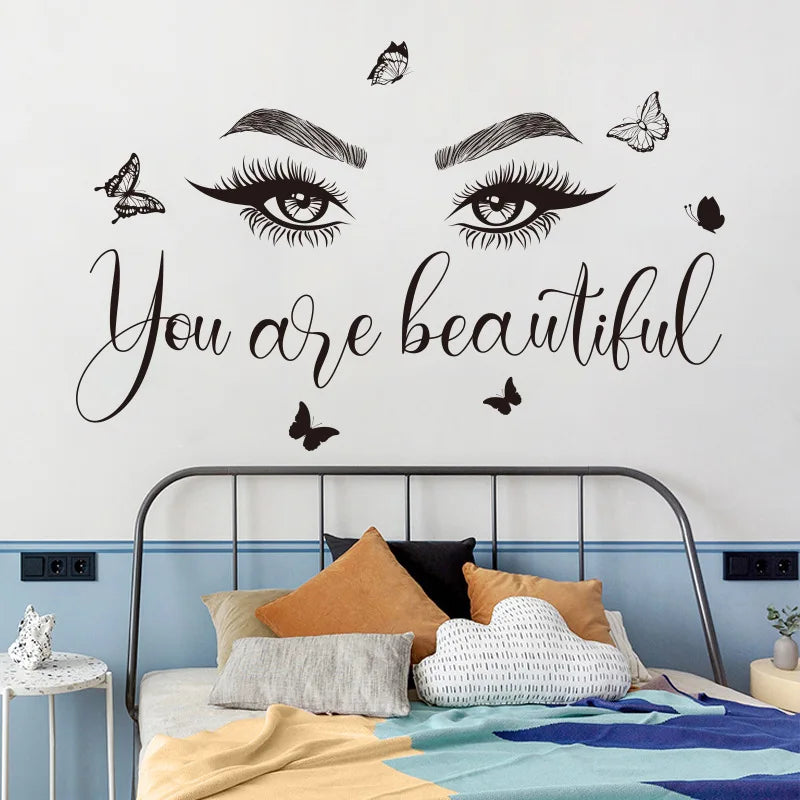 Home decoration black eye inspirational wall dedal sticker living room salon wall art sticker