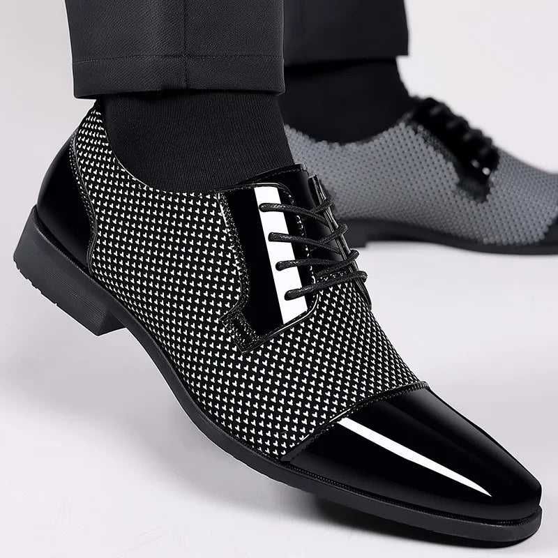 Classic Men’s Patent Leather Oxford Dress Shoes – Formal Lace-Up Brogues for Office, Wedding, and Party, Black PU Leather 2023 - Premium shoes from Lizard Vigilante - Just $43.88! Shop now at Lizard Vigilante