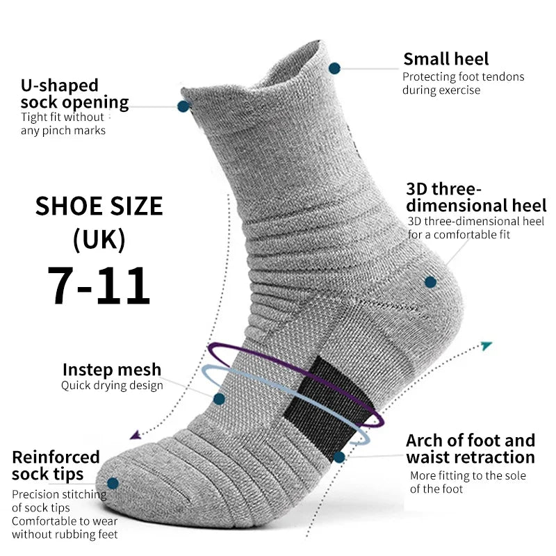 2 Pairs Anti-Slip Football & Basketball Socks - Breathable, Deodorizing Cotton Crew Socks for Men & Women - Premium Socks from Lizard Vigilante - Just $12.88! Shop now at Lizard Vigilante