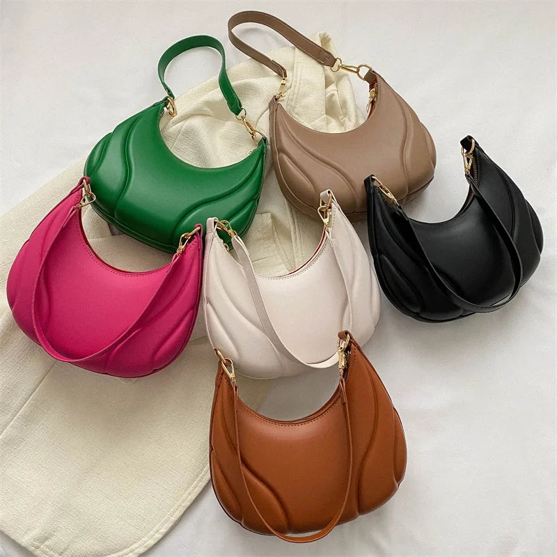 Chic Crescent PU Leather Shoulder Bag – Retro Saddle Handbag for Women, Minimalist Underarm Tote - Premium handbag from Lizard Vigilante - Just $48.88! Shop now at Lizard Vigilante