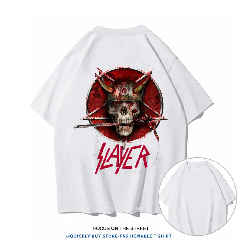 Slayer Metal Band Graphic T-Shirt for Men – Cool Punk Rock Y2K Tee, Unisex Casual Top, XS-4XL - Premium T-shirt from Lizard Vigilante - Just $23.88! Shop now at Lizard Vigilante