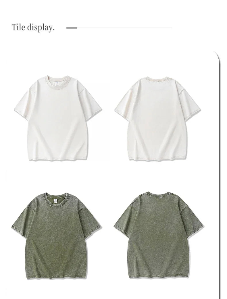 250gsm Vintage Acid Wash Punk Tee – Retro Streetwear T-Shirt for Men & Women | Harajuku Hip-Hop Grunge Cotton Short Sleeve | Namou Drane Exclusive - Premium tee from dsers - Just $27.77! Shop now at Lizard Vigilante