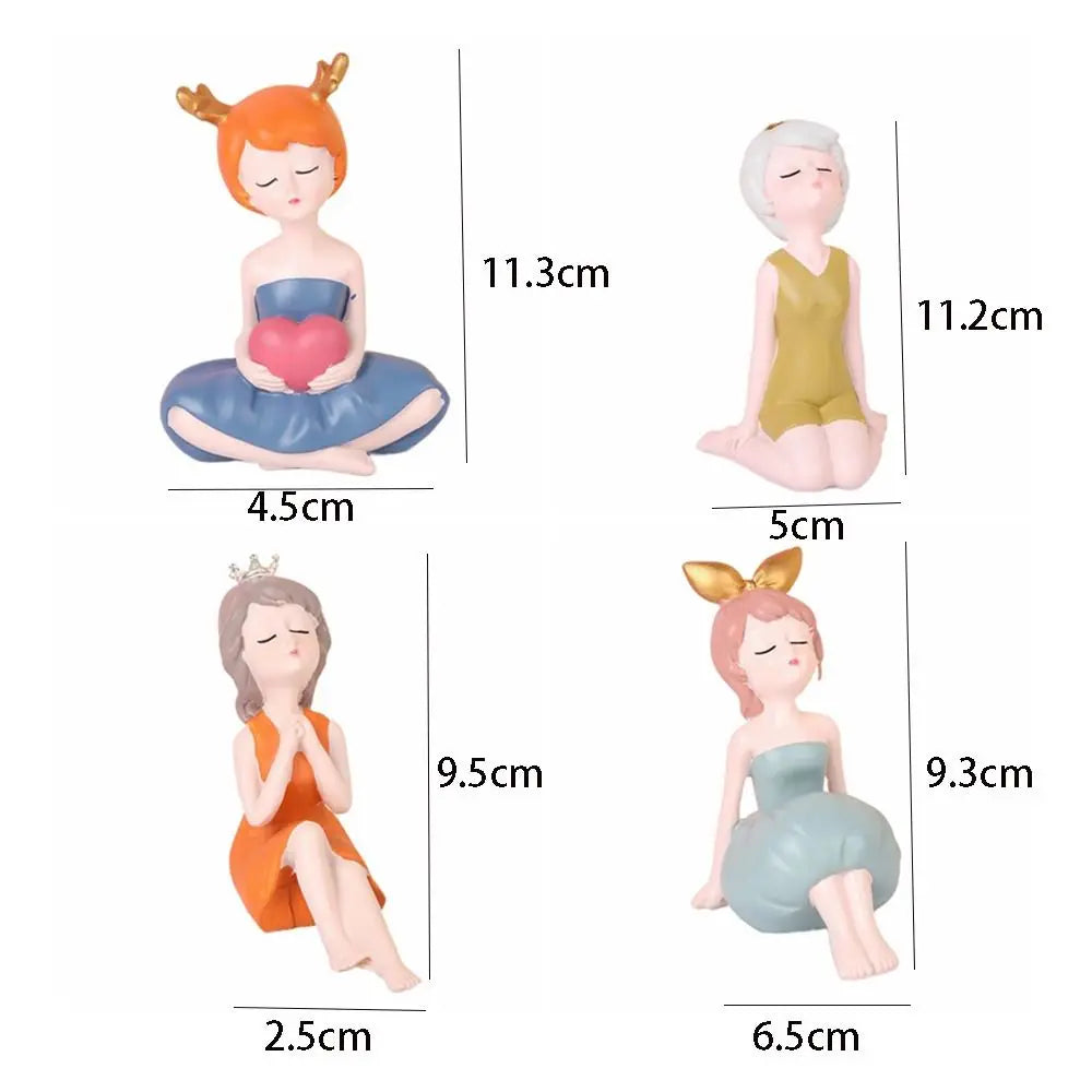 Crafts Resin Little Girl Statue Cute Creative People Sculpture Handicraft Waterproof Miniatures Figurine Living Room