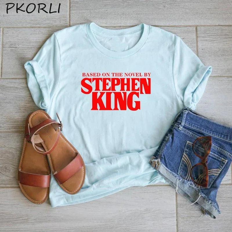 Based on A Novel By Stephen King T Shirt Women Harajuku Retro Clothing Horror T-Shirt Funny Letter Print Cotton Tee - Lizard Vigilante