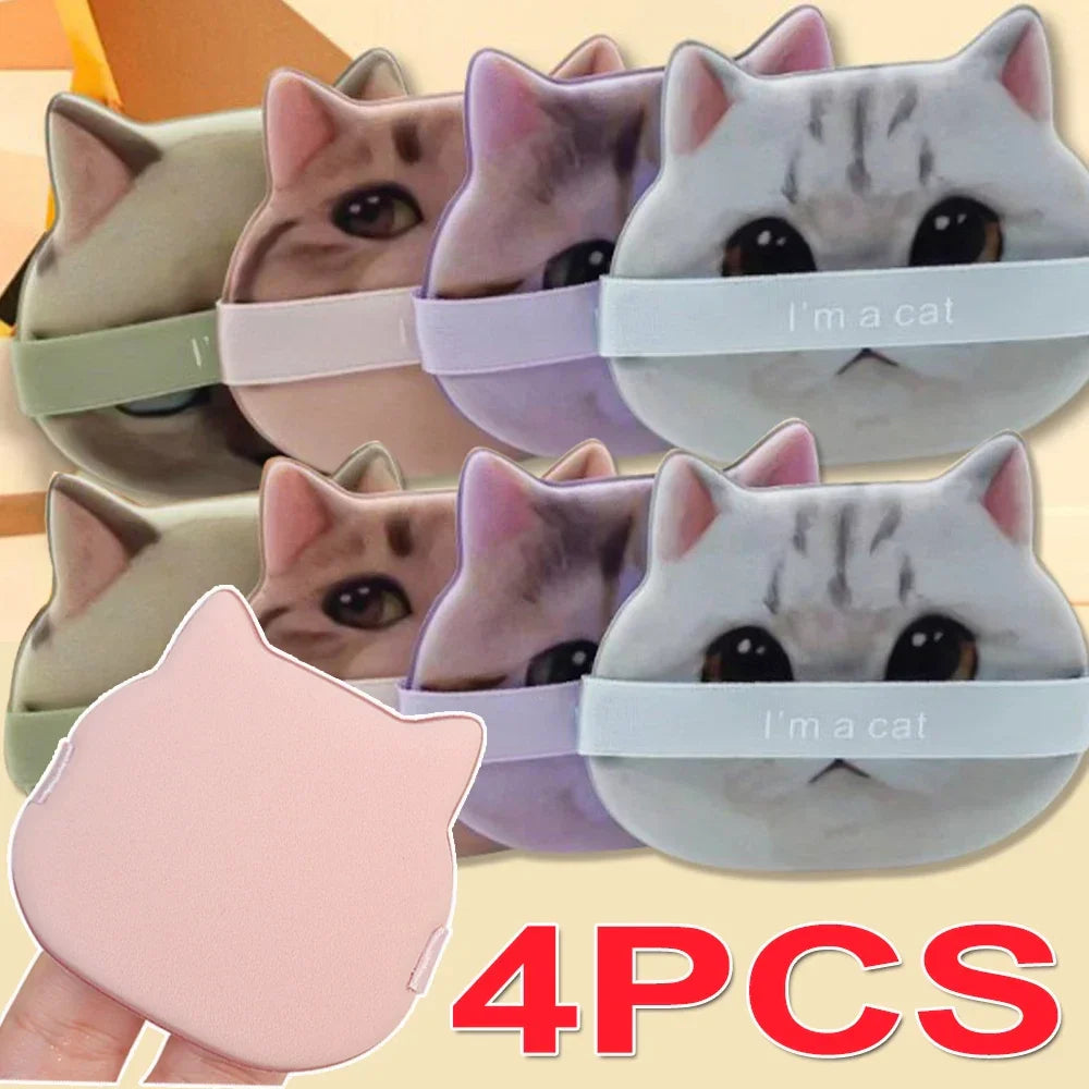 1-4pcs Cat Air Cushion Powder Puff Double-sided Wet Dry Use Concealer Foundation Sponge Cushions Women Beauty Makeup Puffs Tools