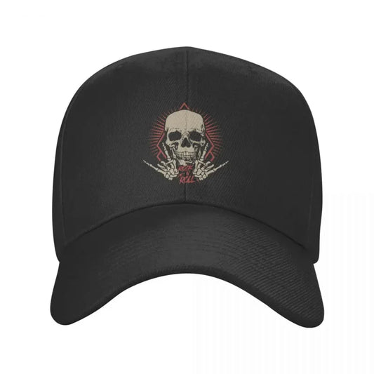 Skull Rock N Roll Baseball Cap for Men Women Adjustable Hard Rock Music Heavy Metal Skeleton Trucker Hat Streetwear - Premium hat from Lizard Vigilante - Just $18.99! Shop now at Lizard Vigilante