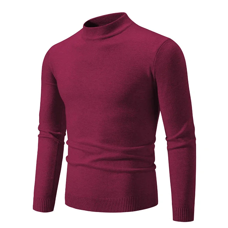 New Sweatwear Men's Half Neck Basic Solid Color Sweaters Round Neck Elastic Pullovers Warm Autumn Knitted Oversized Sweater Men - Premium  from Lizard Vigilante - Just $22.99! Shop now at Lizard Vigilante