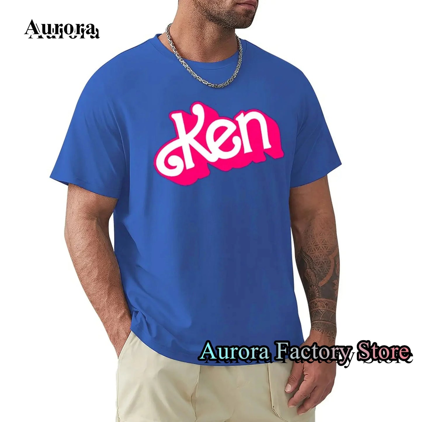 Men’s Summer Pink Ken Letter Print Cotton T-Shirt – Harajuku Casual O-Neck Short Sleeve Streetwear - Premium T-shirt from Lizard Vigilante - Just $24.88! Shop now at Lizard Vigilante