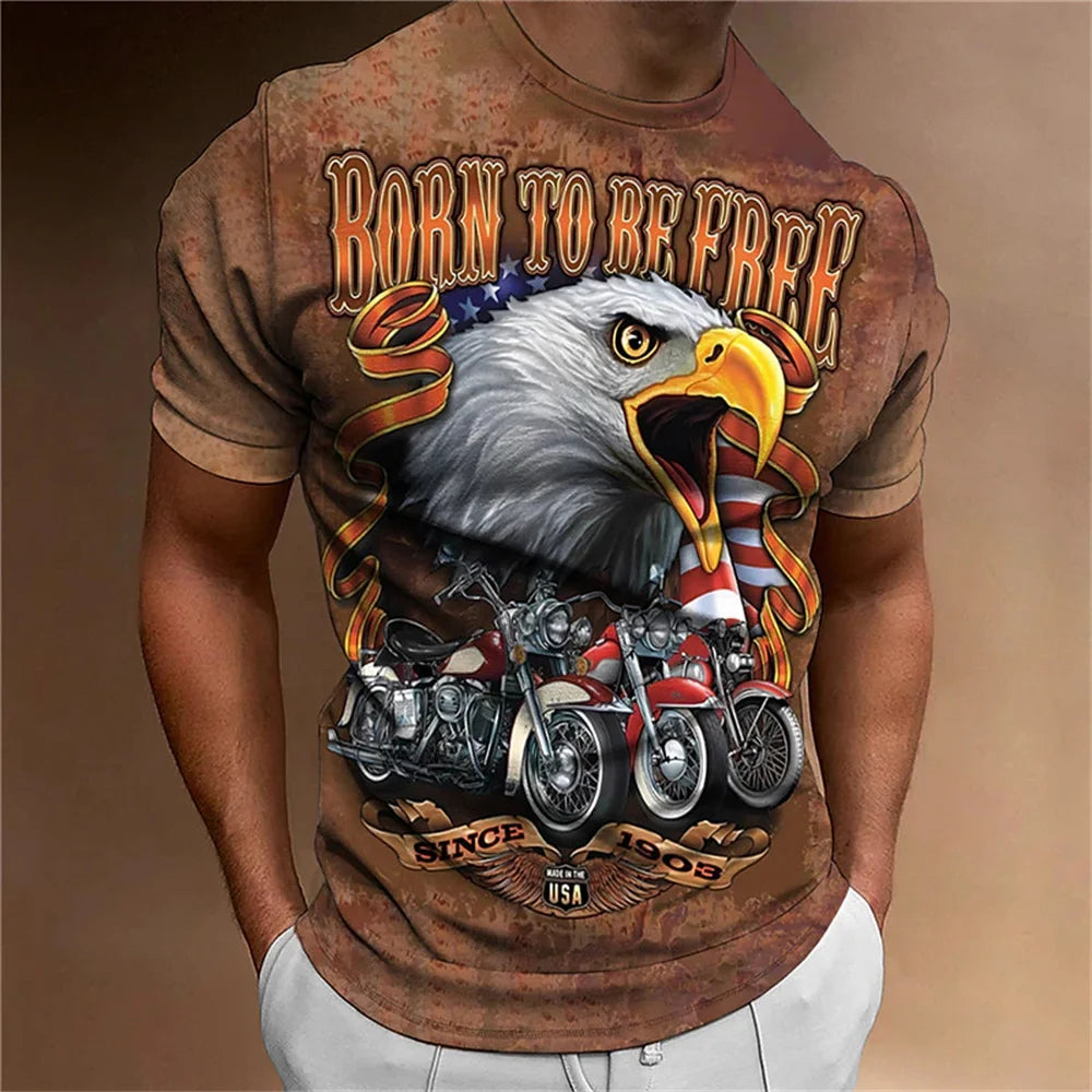 Eagle Motorcycle Retro T-Shirt | Vintage Bike Tee - Premium T-Shirt from Lizard Vigilante - Just $22.99! Shop now at Lizard Vigilante