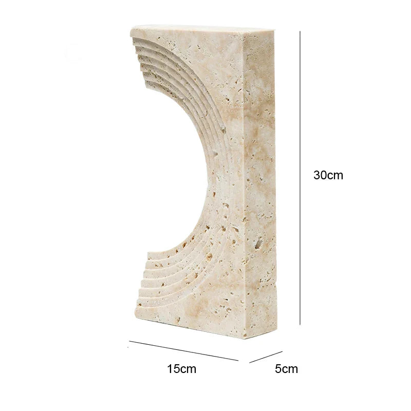 Travertine Sculptures and Figurines Archway Shape Statue for Shelf Coffee Table TV Cabinet Bookshelf Living Room Home Decoration
