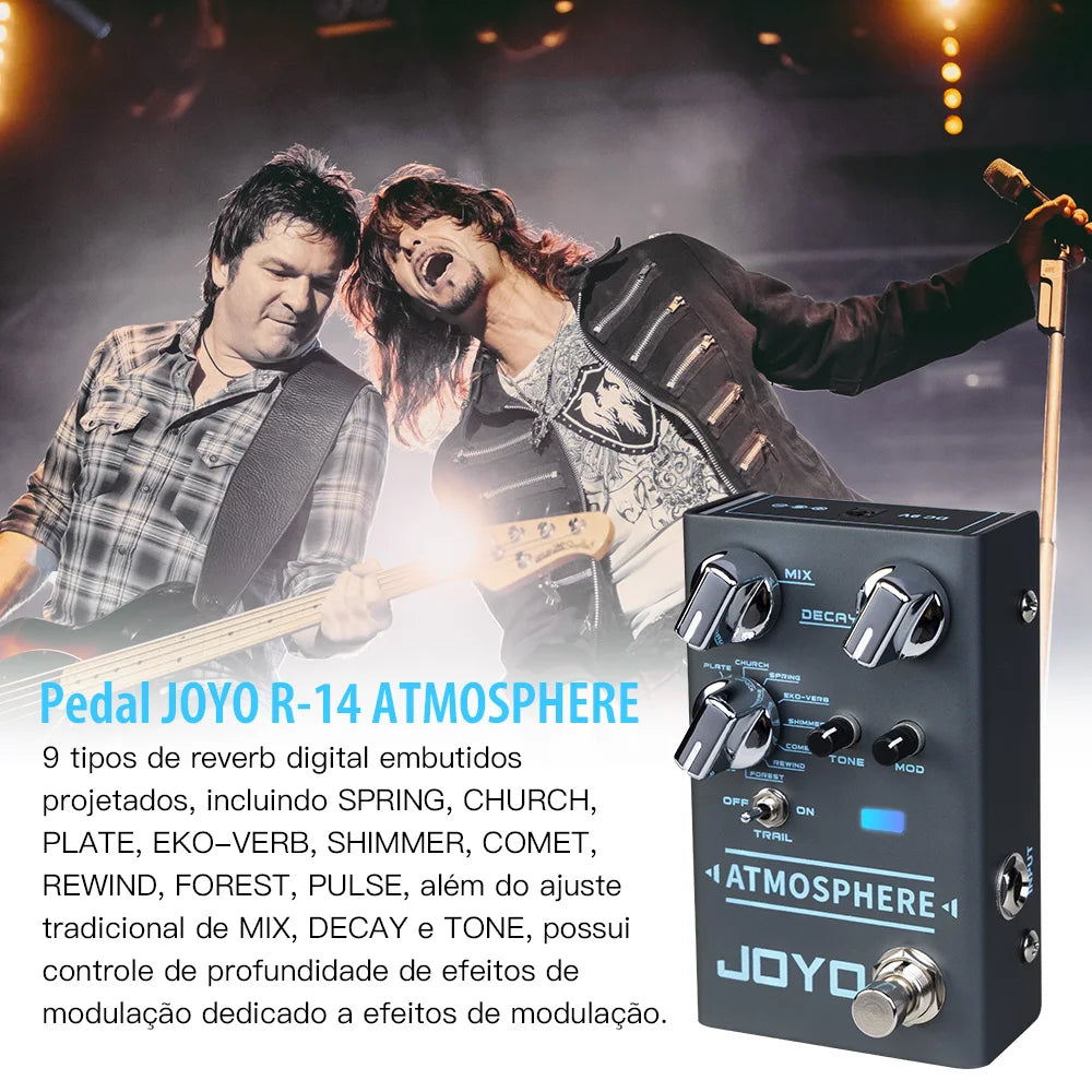 Joyo R-14 Atmosphere Reverb Pedal 9 Digital Reverbs With Modulation Depth Trail Function True Bypass For Guitar Vocals Drums Keys